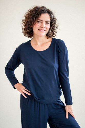 Bambusowa bluzka Moonflower in Navy Blue